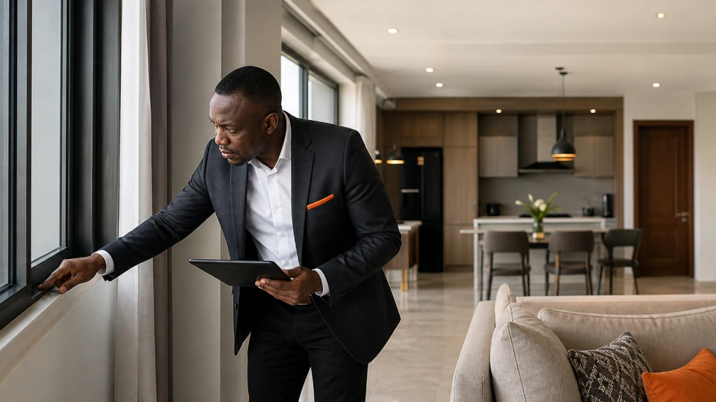 Property manager carrying out a routine property inspection to maintain quality standards and protect the value of managed properties.