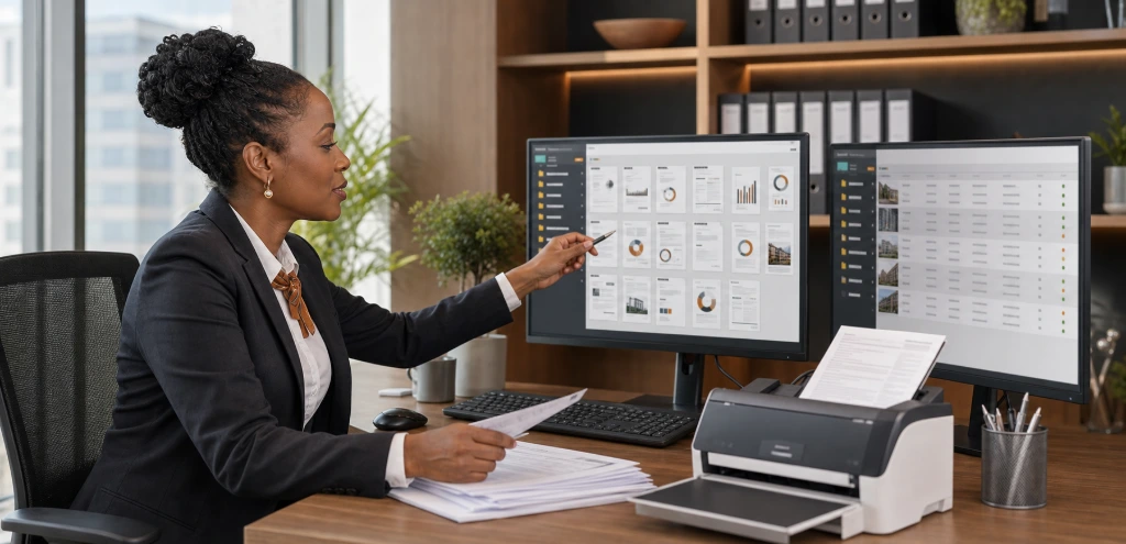 Financial dashboard displaying rental income, expenses, occupancy rates, and key property performance metrics for effective investment management.