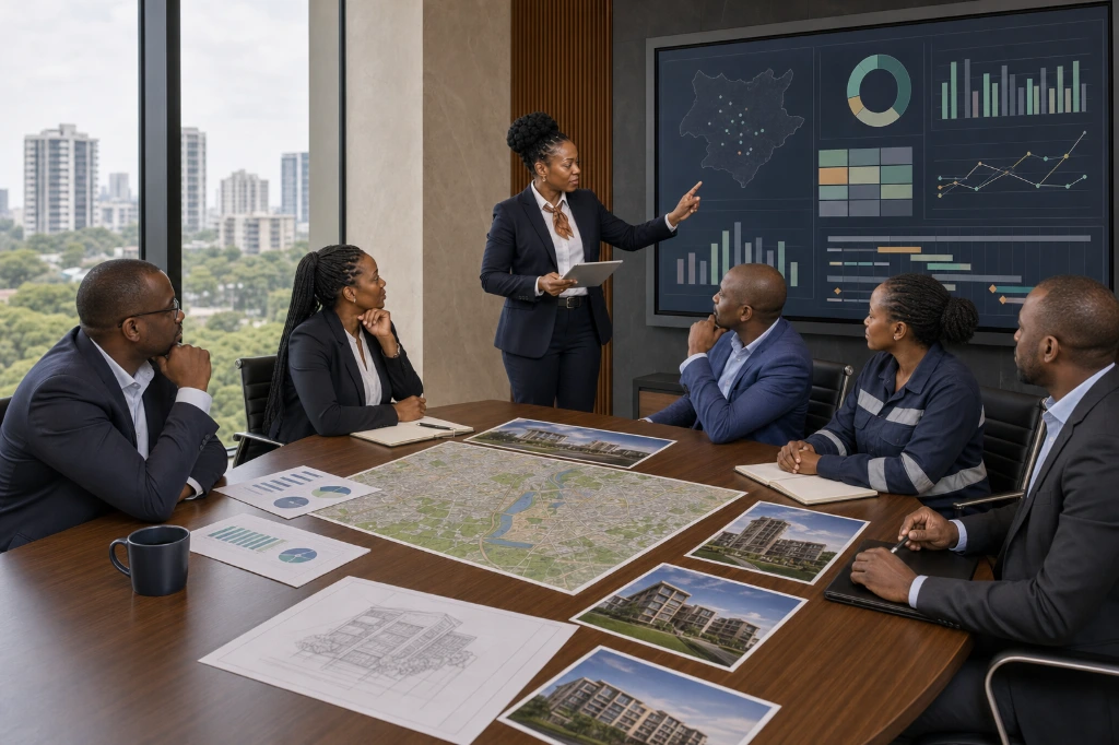 Investment portfolio strategy meeting focused on property performance, maintenance planning, and long-term financial growth.