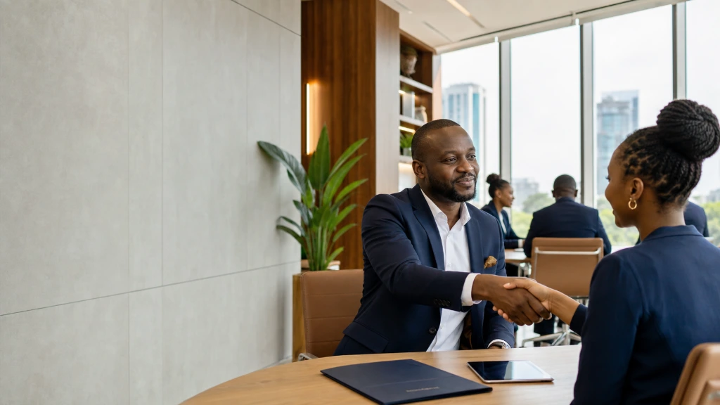 Property management professionals collaborating inside a modern office environment.