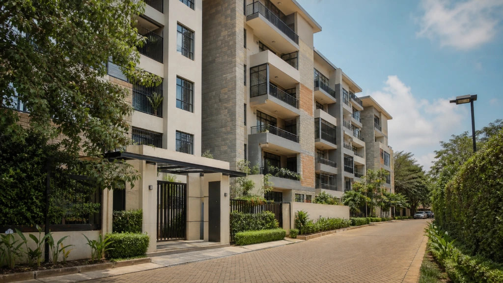 Modern apartment building offering professionally managed rental properties with quality amenities and secure living environments.